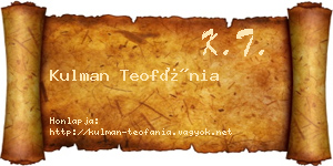 Kulman Teofánia névjegykártya